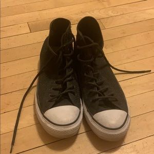 Black Woven High Top Converse